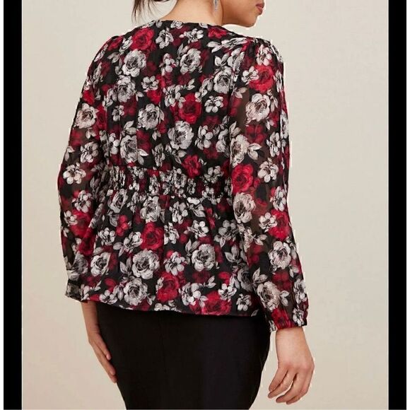 Torrid Floral Tunic Blouse Peplum Chiffon Camisole Sz 2 XXL Plus Size Top - Picture 3 of 14